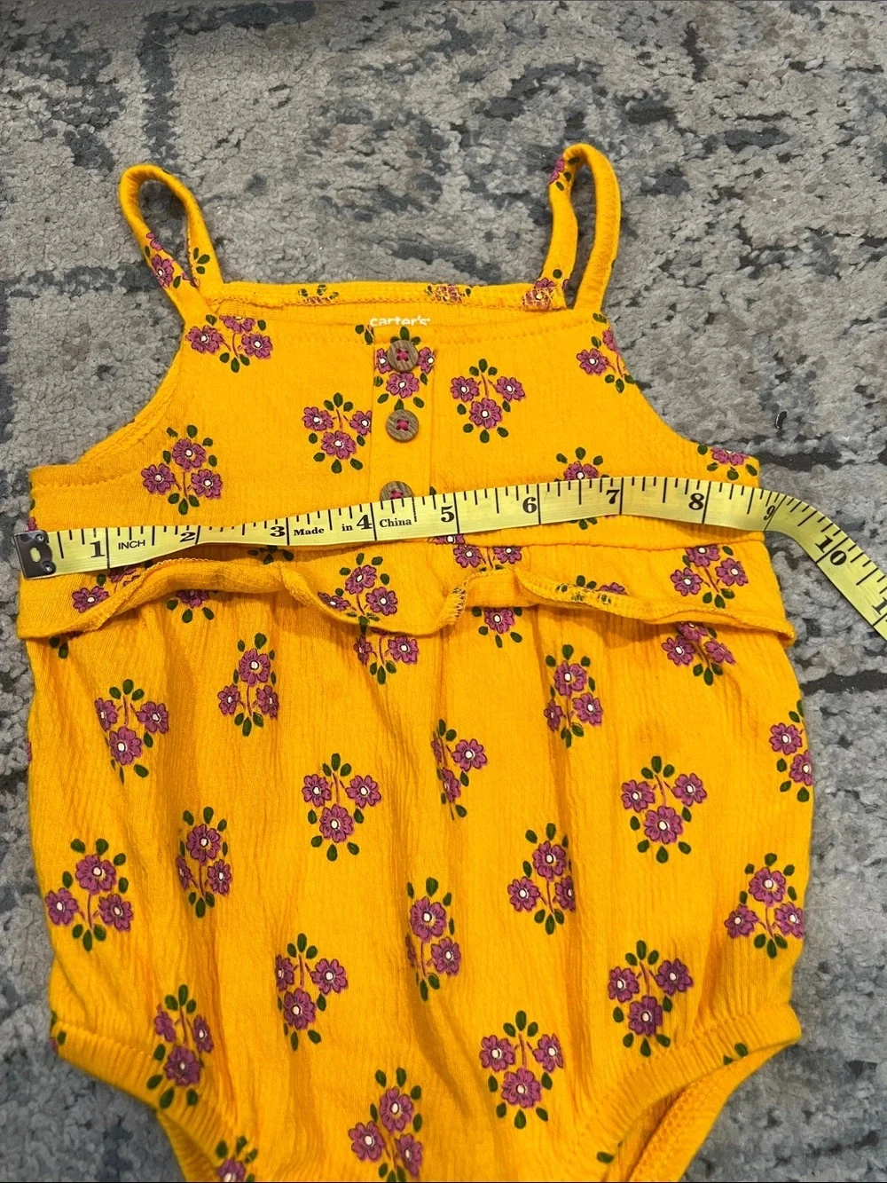 Carter's Yellow Floral Baby One-Piece Bodysuit